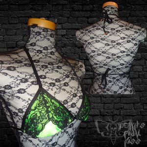 🆕 Hot Sauce Style skimpy sliding triangle bikini lace overlay XS or Small sexy